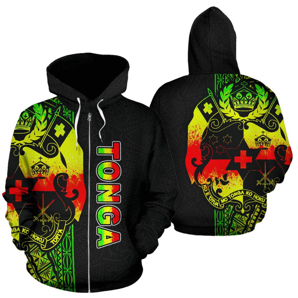 Tonga Polynesian Zip up Hoodie Reggae Line Unisex Reggae - Polynesian Pride
