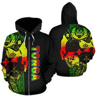 Tonga Polynesian Zip up Hoodie Reggae Line Unisex Reggae - Polynesian Pride