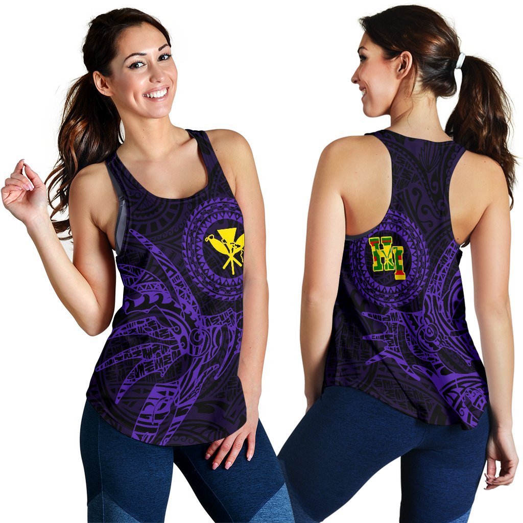 Hawaii Women's Racerback Tank Polynesian Kanaka Map Hawaiian Racerback - Purple - TT Style Purple - Polynesian Pride