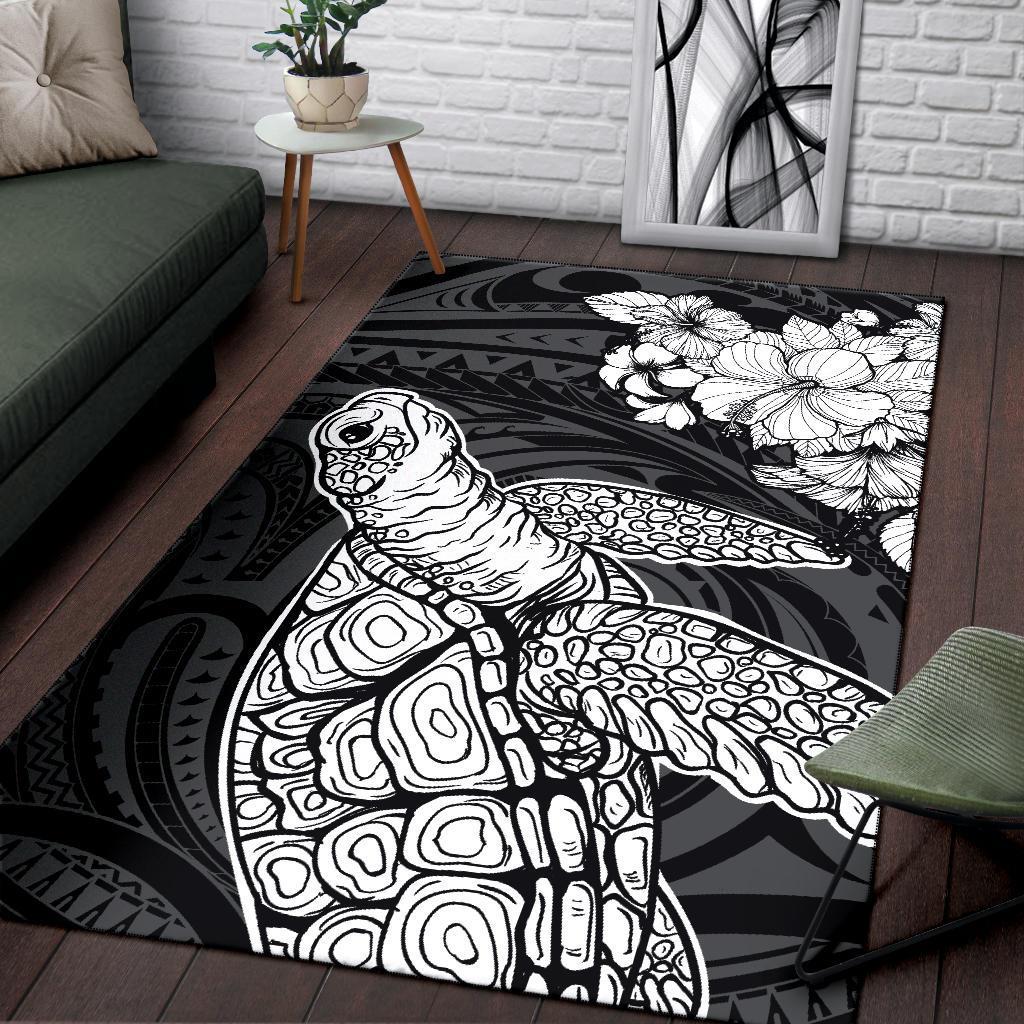 Hawaiian Hibiscus Memory Polynesian Turtle Area Rug AH - Polynesian Pride