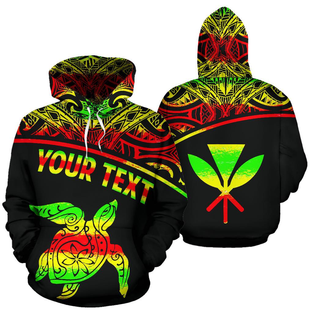 Hawaii Custom Hoodie Turtle Reggae Curve Version Unisex Reggae - Polynesian Pride