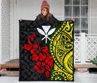 Hawaii Premium Quilt - Kanaka Maoli Hibiscus Flowers - Polynesian Pride
