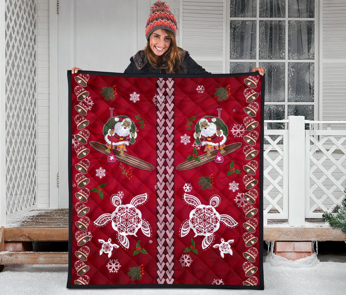 Hawaii Turtle Santa Claus Pattern Christmas Premium Quilt - San Style - AH - Polynesian Pride