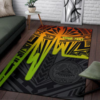 American Samoa Personalised Area Rugs - Seal With Polynesian Pattern Heartbeat Style (Reggae) - Polynesian Pride