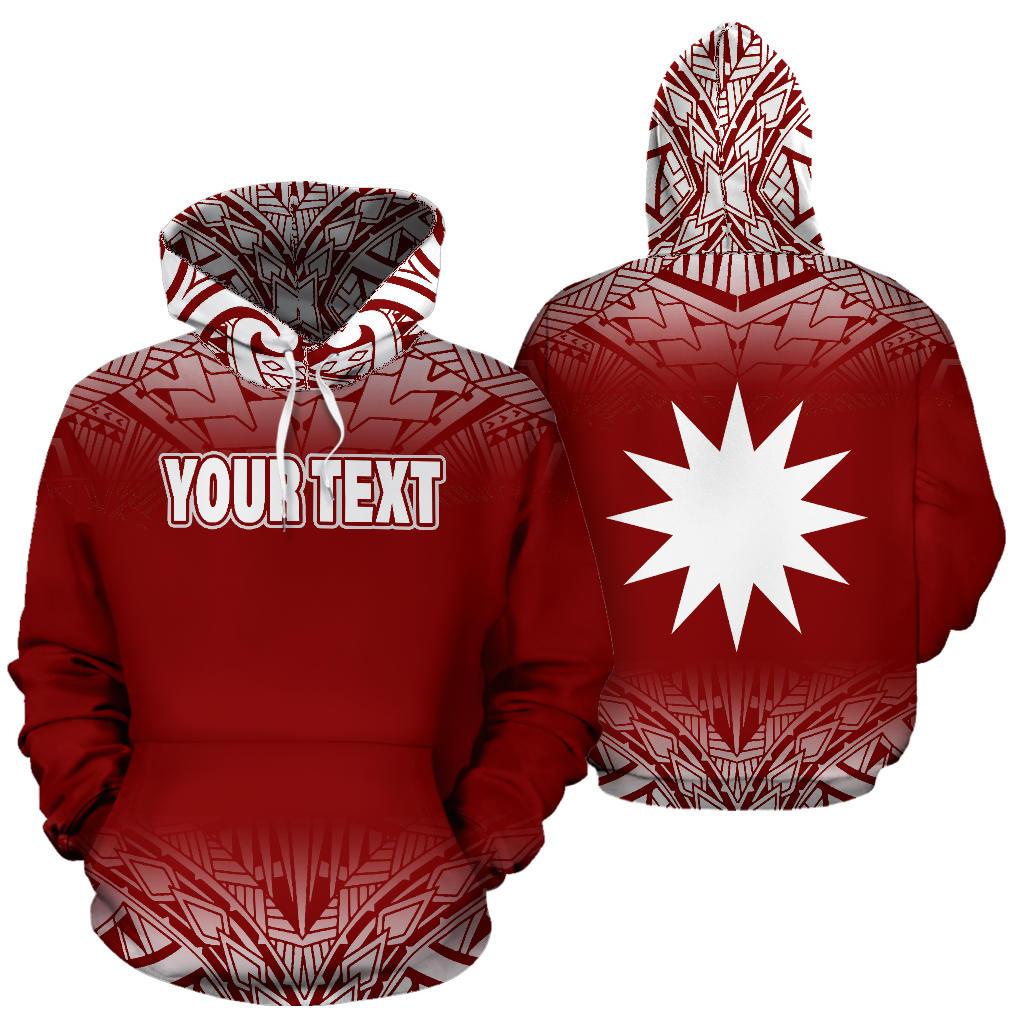 Nauru Custom All Over Hoodie Fog Red Unisex Red - Polynesian Pride