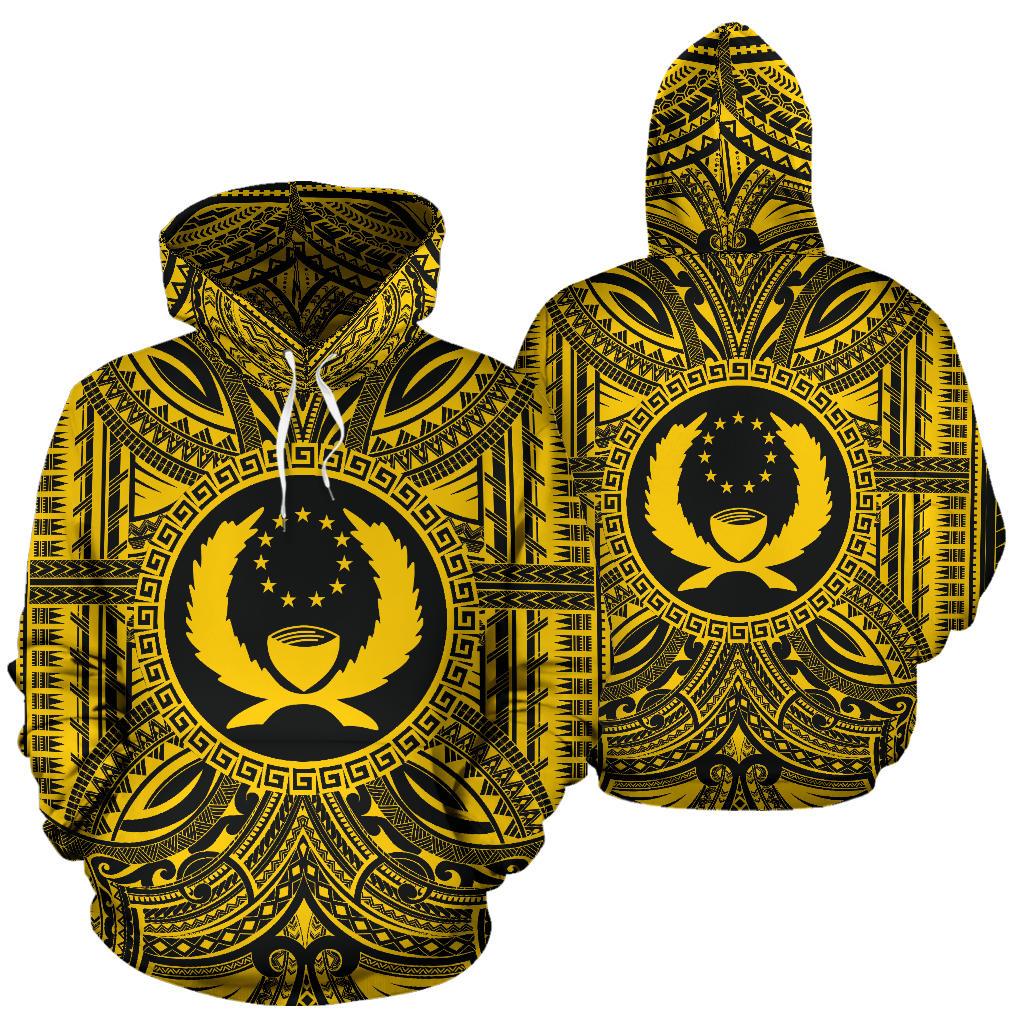 Pohnpei ll Over Hoodie Pohnpei Coat of rms Polynesian Gold Black - Polynesian Pride