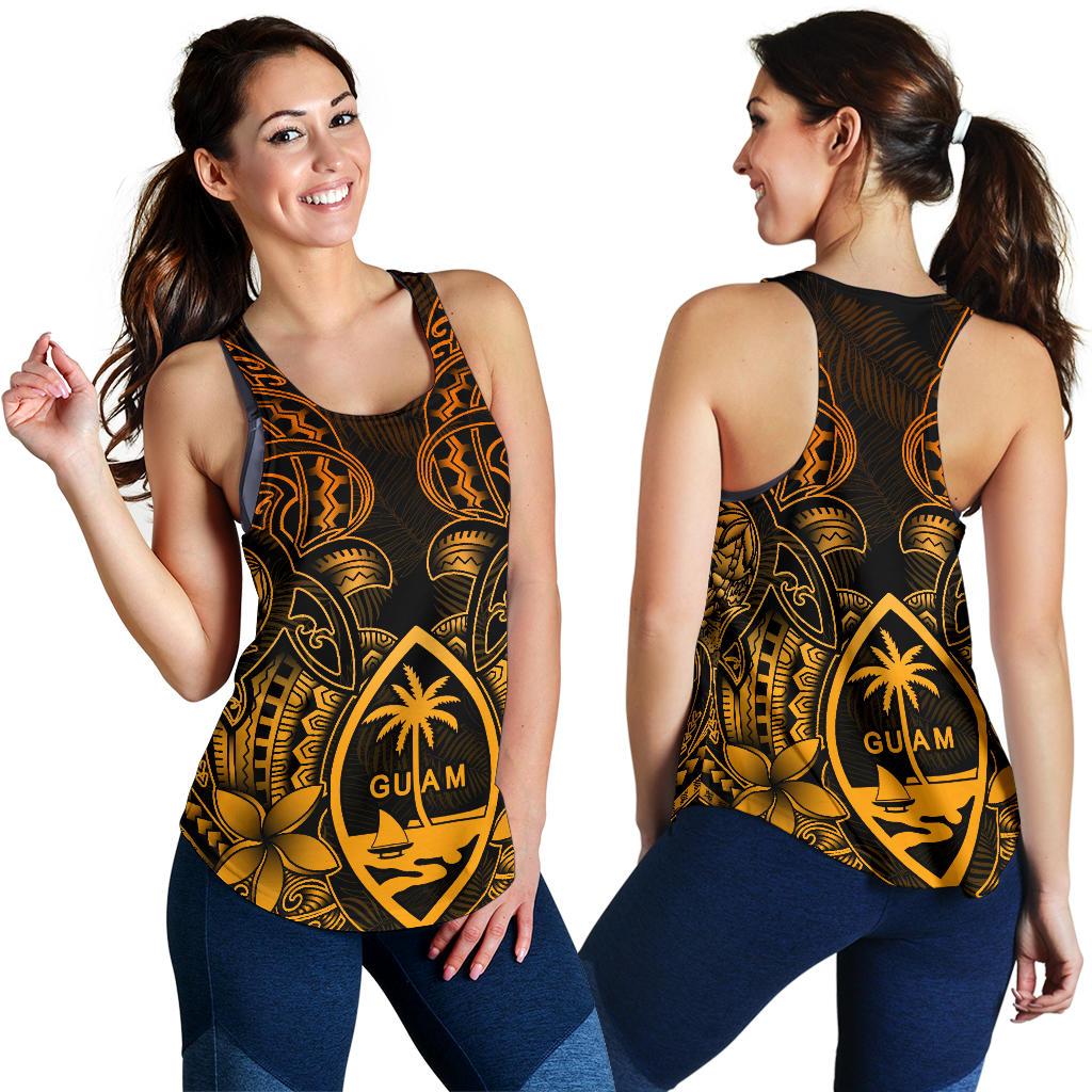 Guam Polynesian Women Racerback Tank - Gold Turtle Homeland GOLD - Polynesian Pride