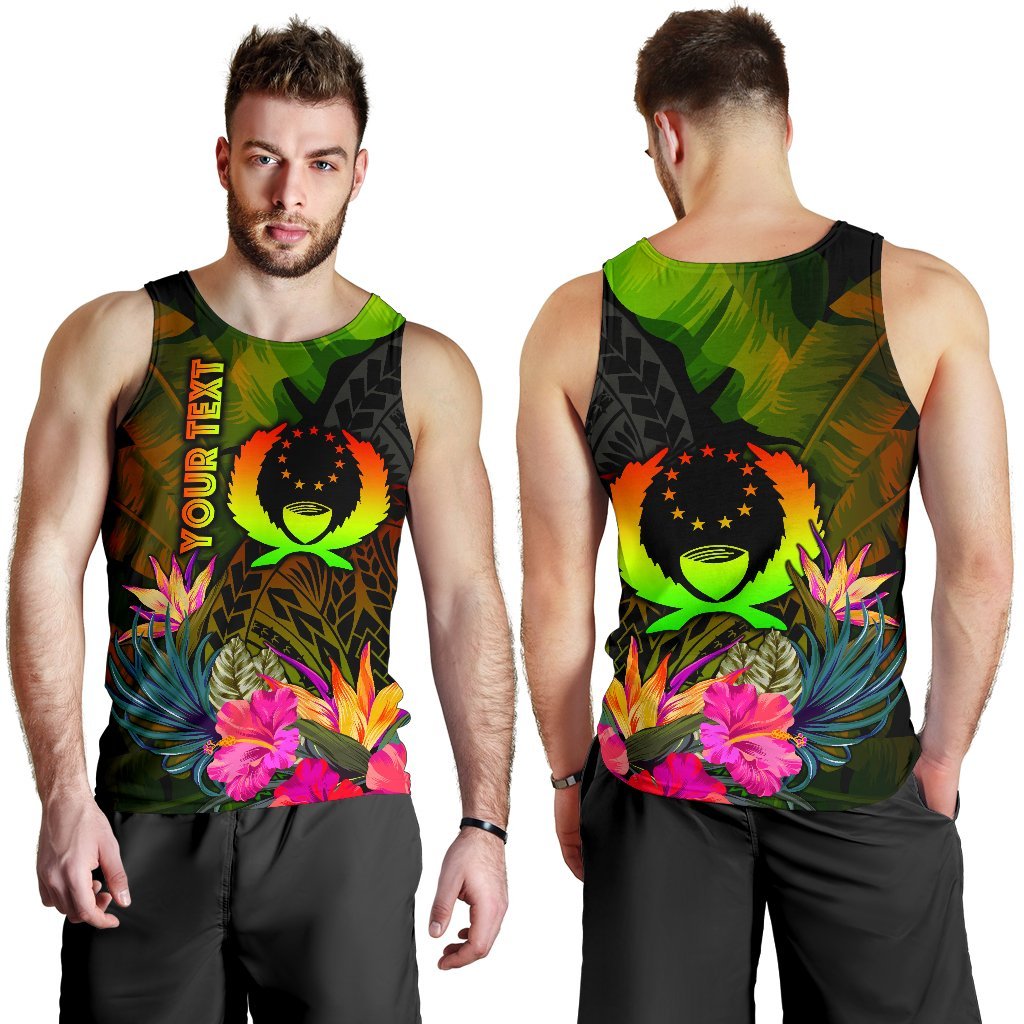 Pohnpei Polynesian Personalised Men's Tank Top - Hibiscus and Banana Leaves - Polynesian Pride