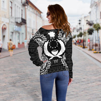 Pohnpei Polynesian Shoulder Sweater Map Black - Polynesian Pride