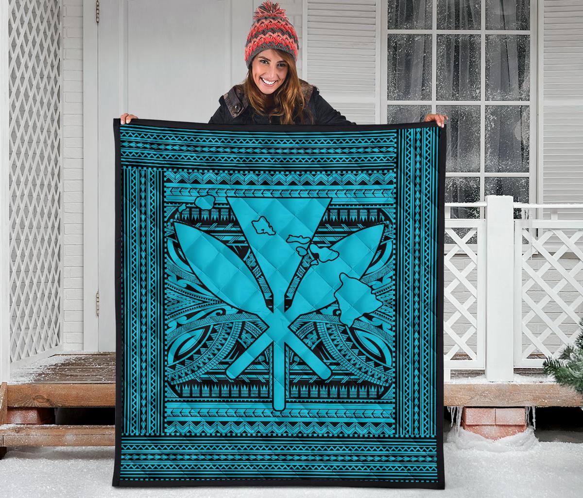 Hawaii Polynesian Kanaka Maoli Premium Quilt Blue - Polynesian Pride