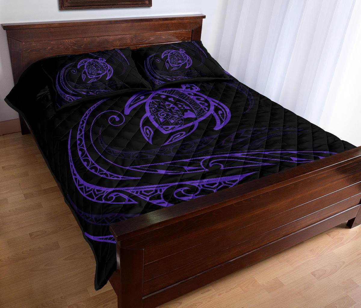 Hawaii Turtle Quilt Bed Set - Purple - Frida Style - Polynesian Pride