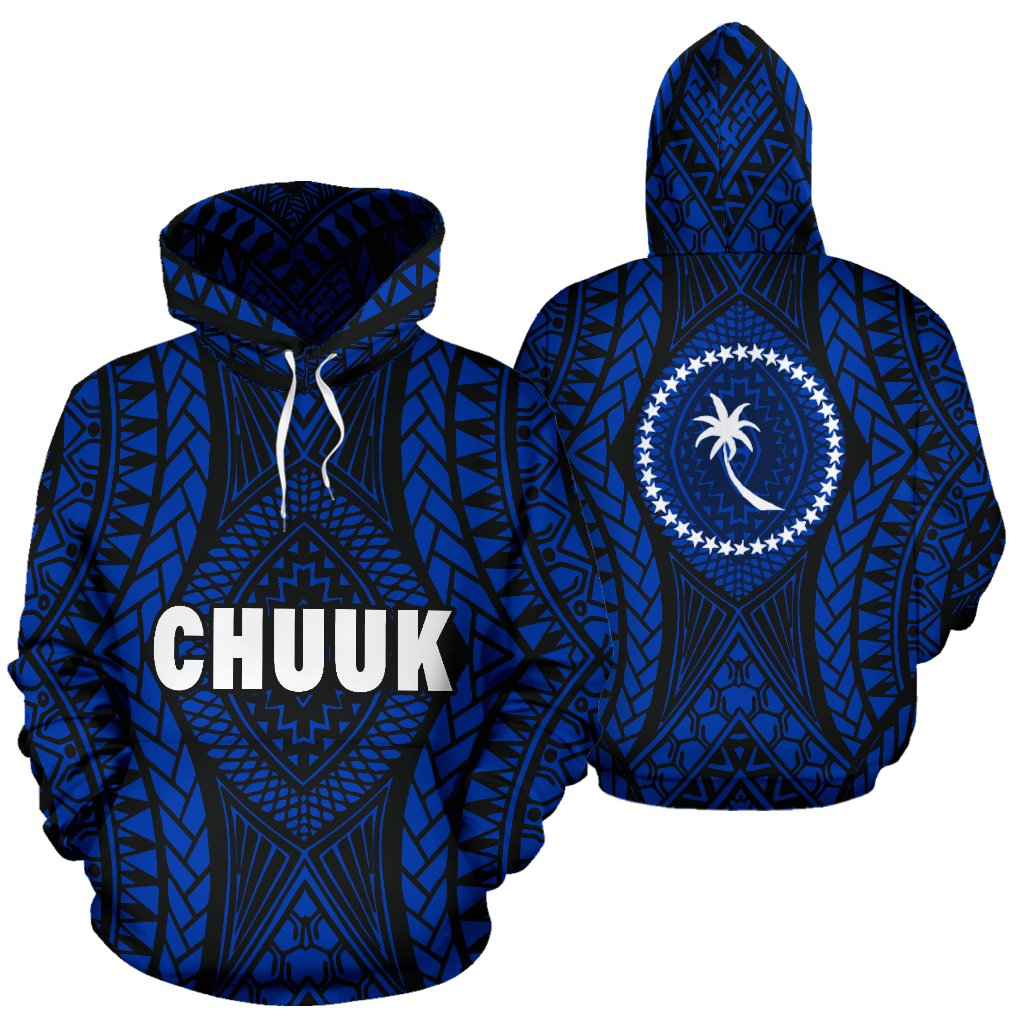 Chuuk All Over Hoodie Micronesia Central Style Unisex Black - Polynesian Pride