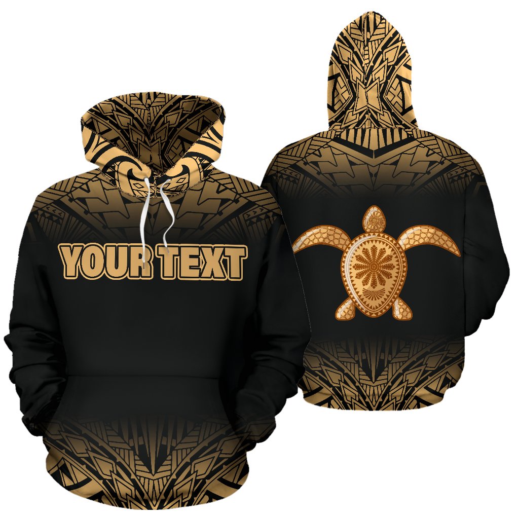 Turtle All Over Custom Hoodie Polynesian Gold Fog Style Unisex Gold - Polynesian Pride