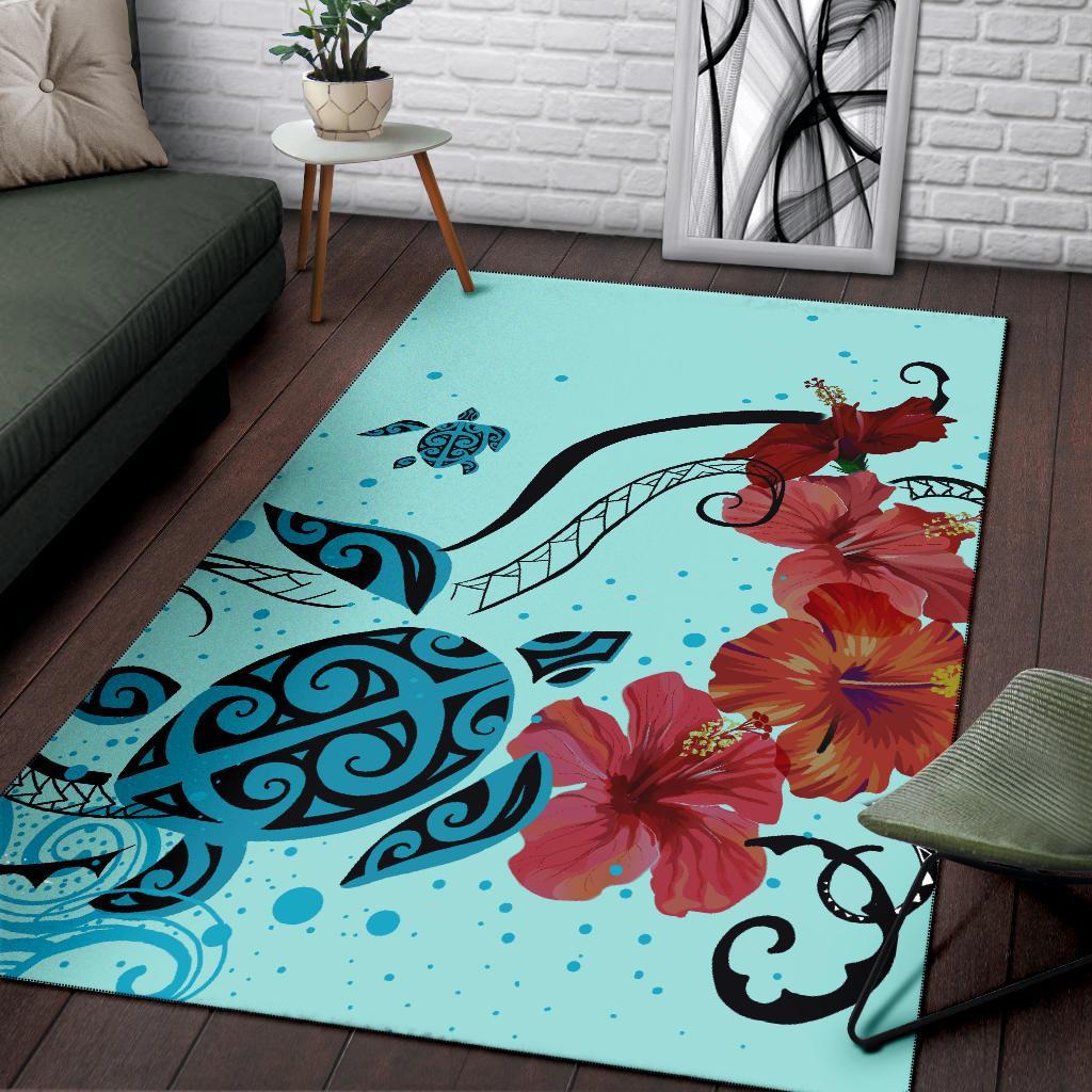 Sea Turtle Hibiscus Area Rug AH - Polynesian Pride