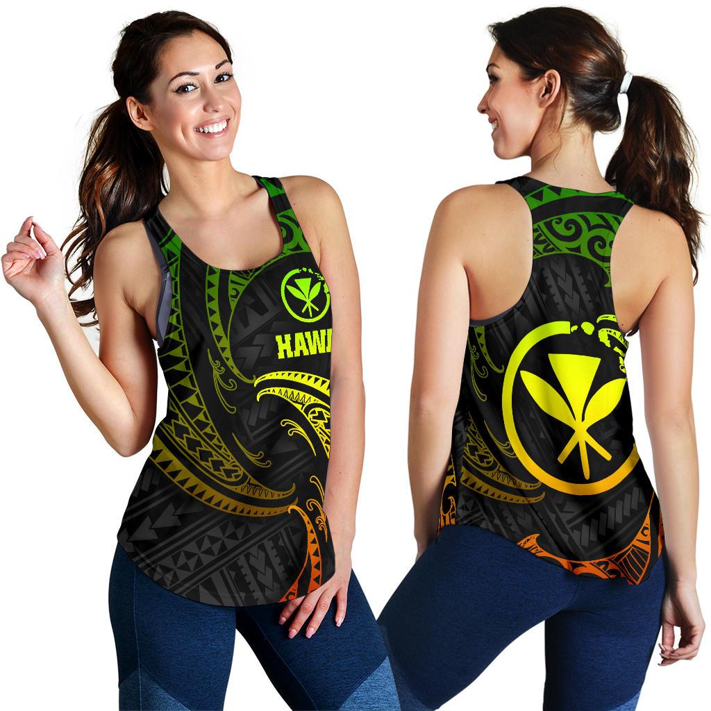 Polynesian Hawaii Women's Racerback Tank - Reggae Tribal Wave Art - Polynesian Pride