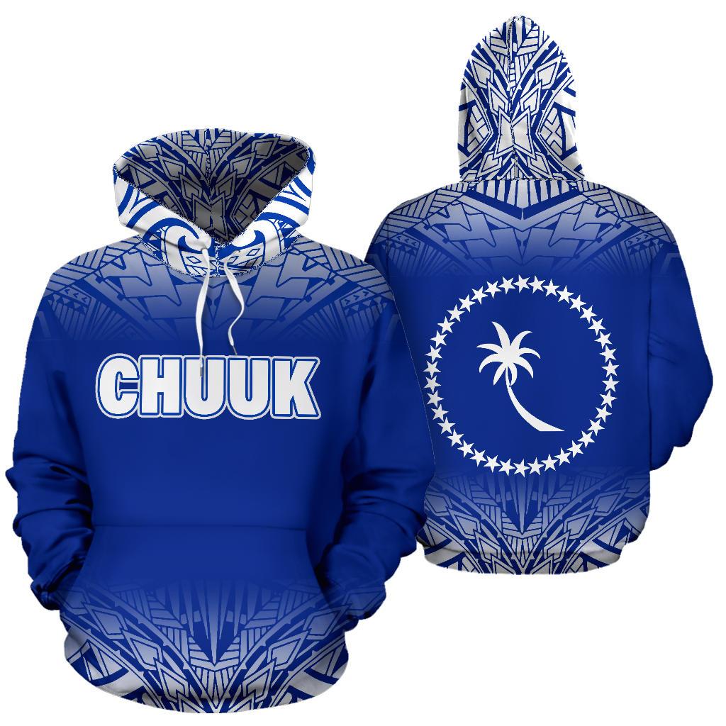 Chuuk All Over Hoodie Blue Fog Style Unisex Blue - Polynesian Pride