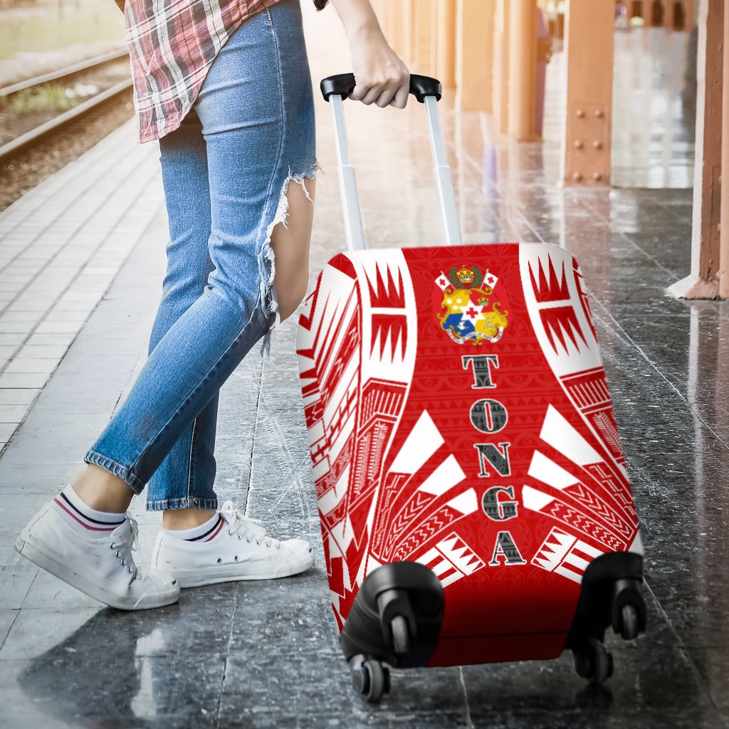 Tonga Luggage Cover - Polynesian Tattoo Flag - Polynesian Pride