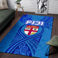 Blue Area Rug Fiji Rugby Polynesian Waves Style - Polynesian Pride