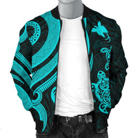 Papua New Guinea Men's Bomber Jacket - Turquoise Tentacle Turtle - Polynesian Pride
