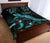 Palau Polynesian Quilt Bed Set - Turtle With Blooming Hibiscus Turquoise - Polynesian Pride