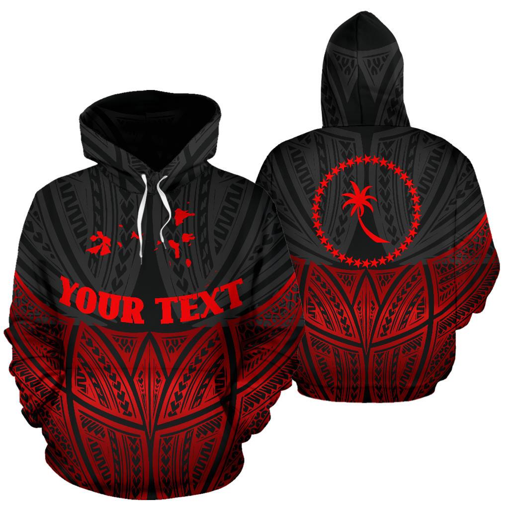 Chuuk Polynesian Custom Hoodie Red Black Pride Map nd Seal Unisex Black - Polynesian Pride