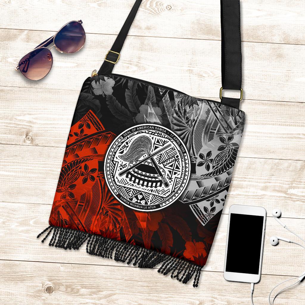 American Samoa Crossbody Boho Handbag - Vintage Polynesian Style One Style One Size Black - Polynesian Pride