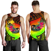 Papua New Guinea Men's Tank top - Polynesian Hook And Hibiscus (Reggae) - Polynesian Pride