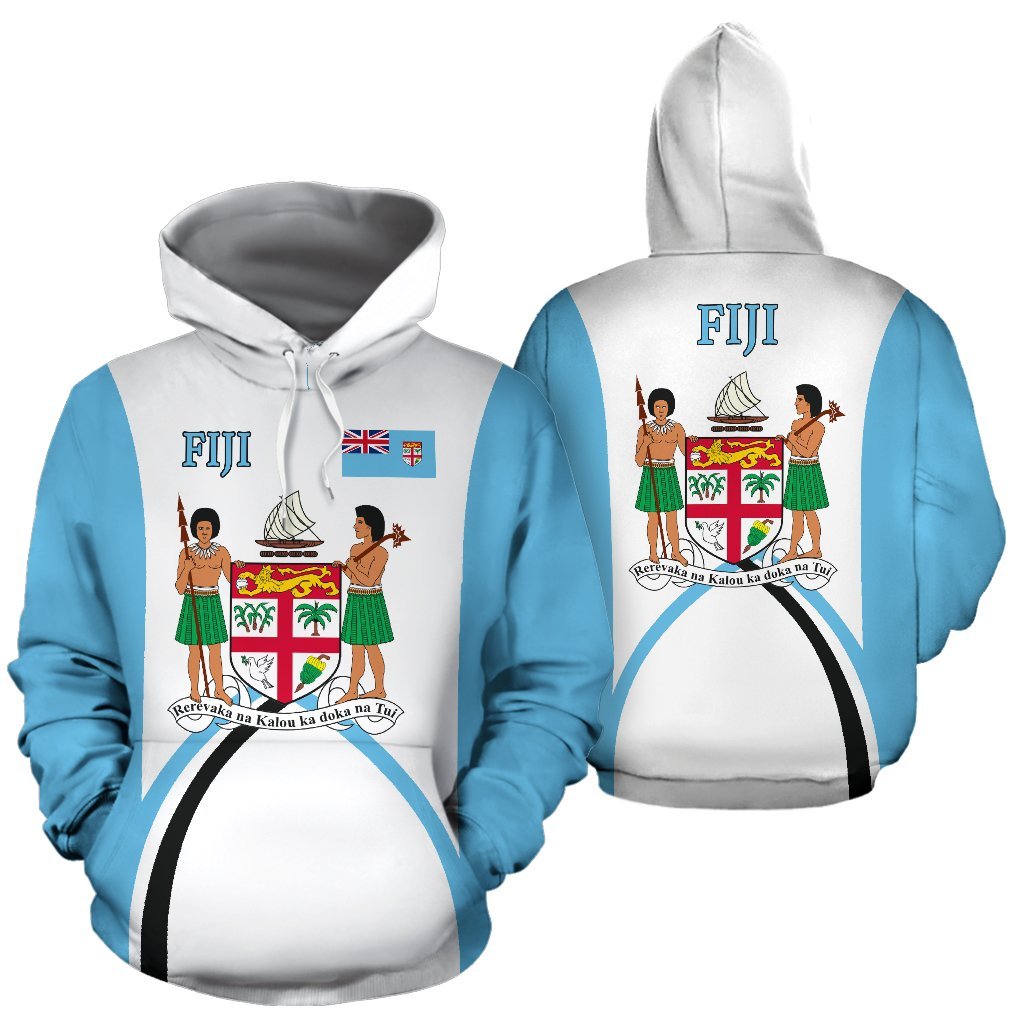 Fiji Hoodie Fiji Flag Coat of Arms Sports Style Unisex Black - Polynesian Pride