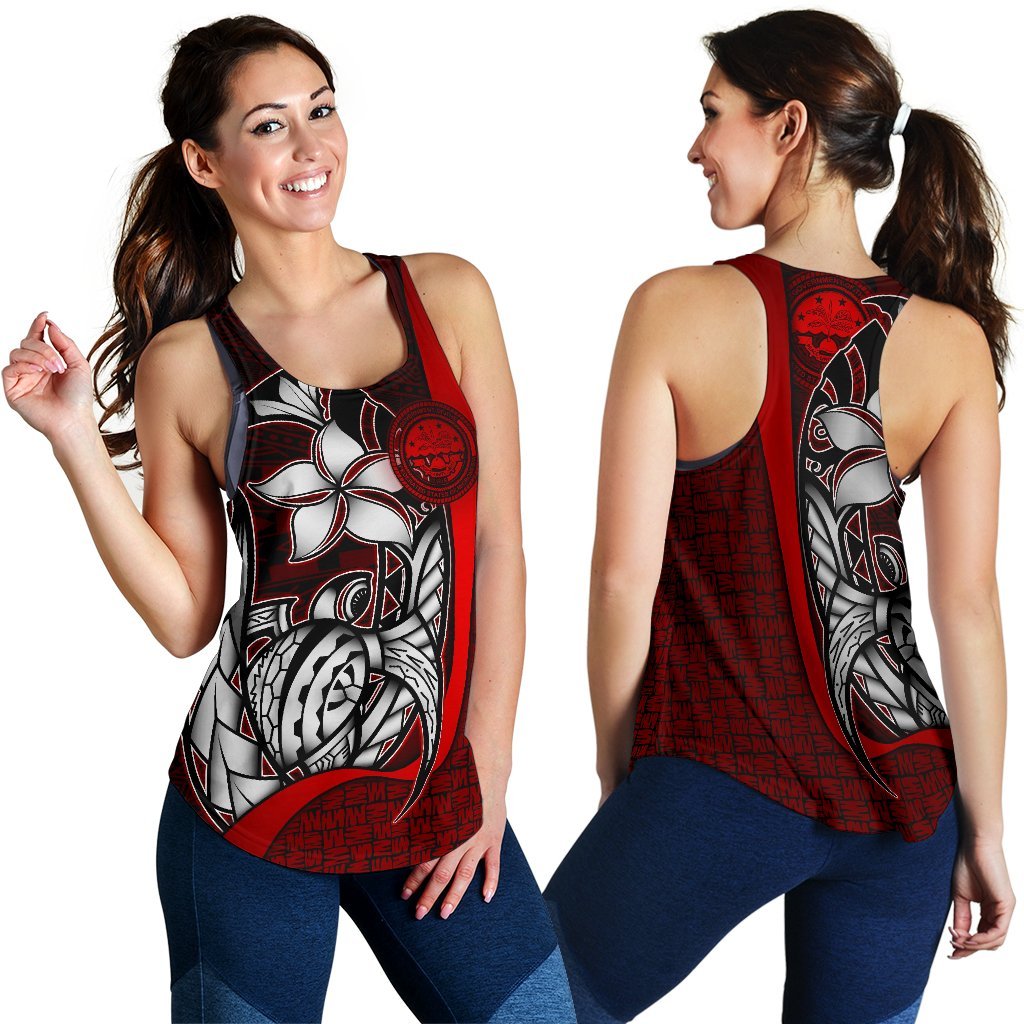 Federated States of Micronesia Women's Racerback Tank Red - Turtle With Hook Red - Polynesian Pride