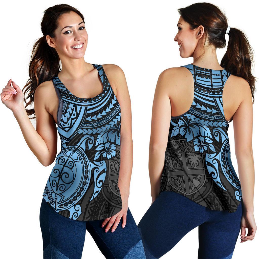 Fiji Polynesian Women's Racerback Tank - Blue Turtle BLUE - Polynesian Pride