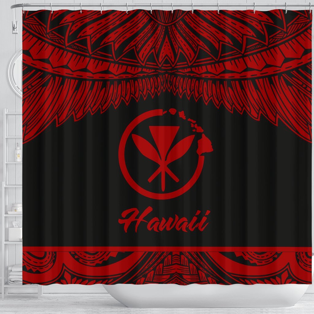 Hawaii Polynesian Shower Curtain - Hawaii Pride Red Version - Polynesian Pride