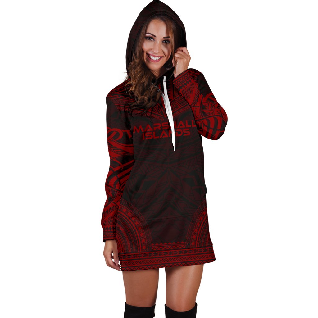 Marshall Islands Women's Hoodie Dress - Polynesian Red Chief - Polynesian Pride
