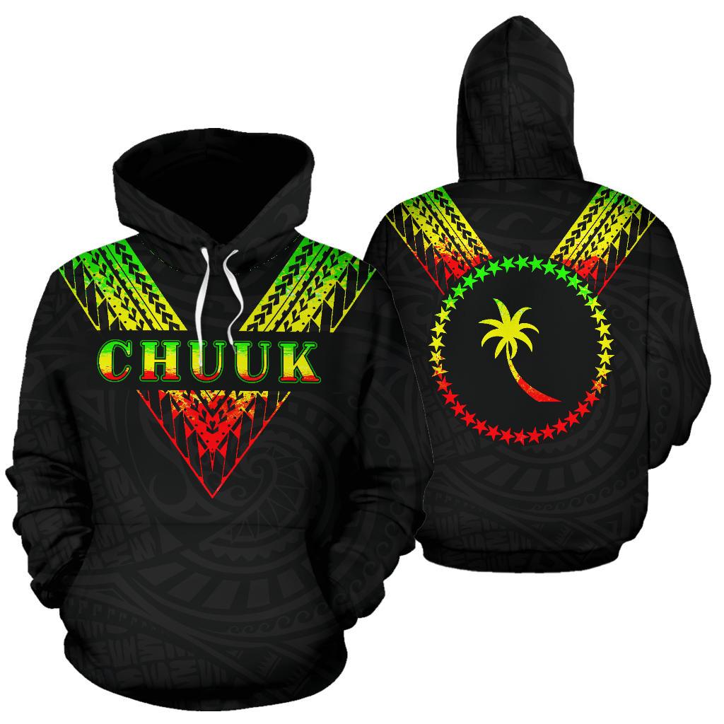 Chuuk All Over Hoodie Reggae Color Sailor Style Unisex Black - Polynesian Pride