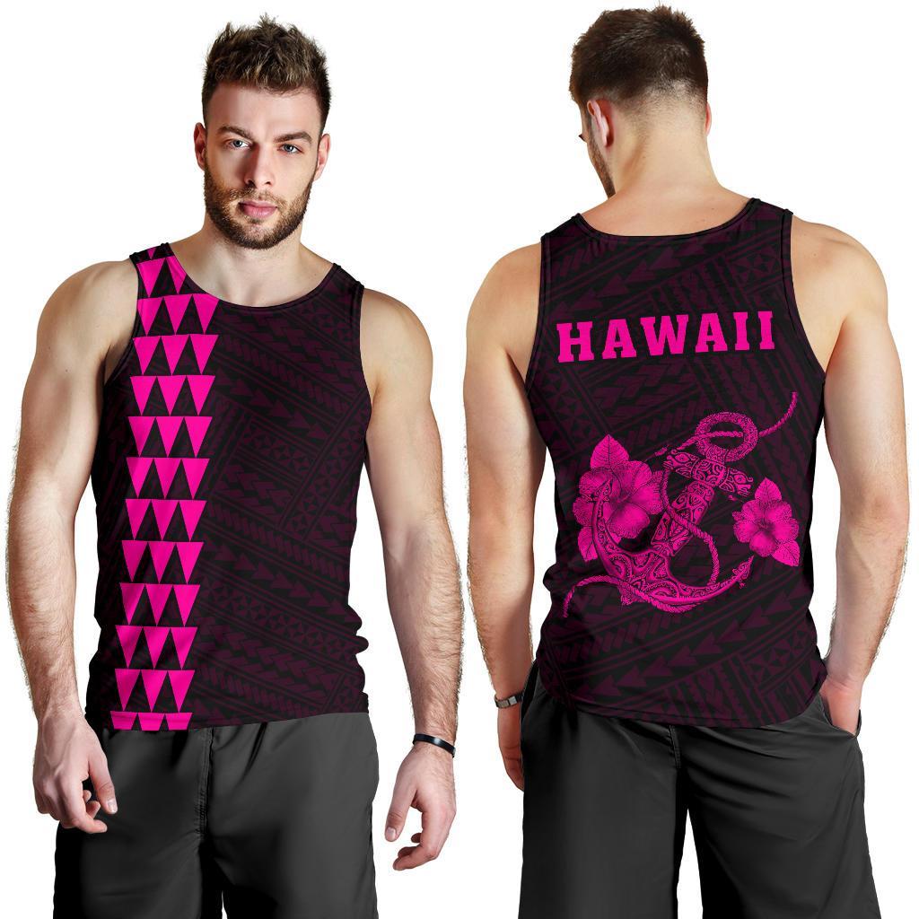 Hawaii Kakau Polynesian Anchor Men's Tank Top - Pink Pink - Polynesian Pride