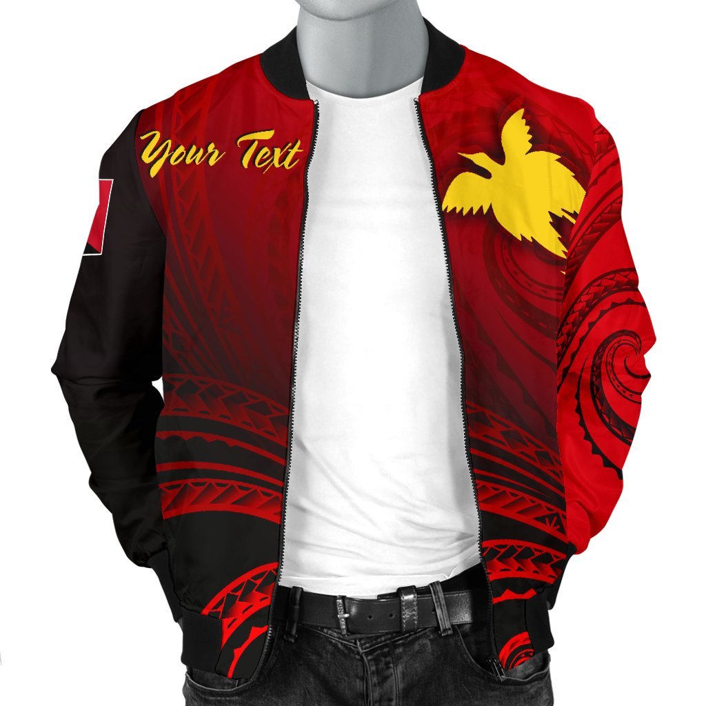 Papua New Guinea Custom Personalised Men's Bomber Jacket - Raggiana Bird of Paradise Polynesian Patterns - Polynesian Pride