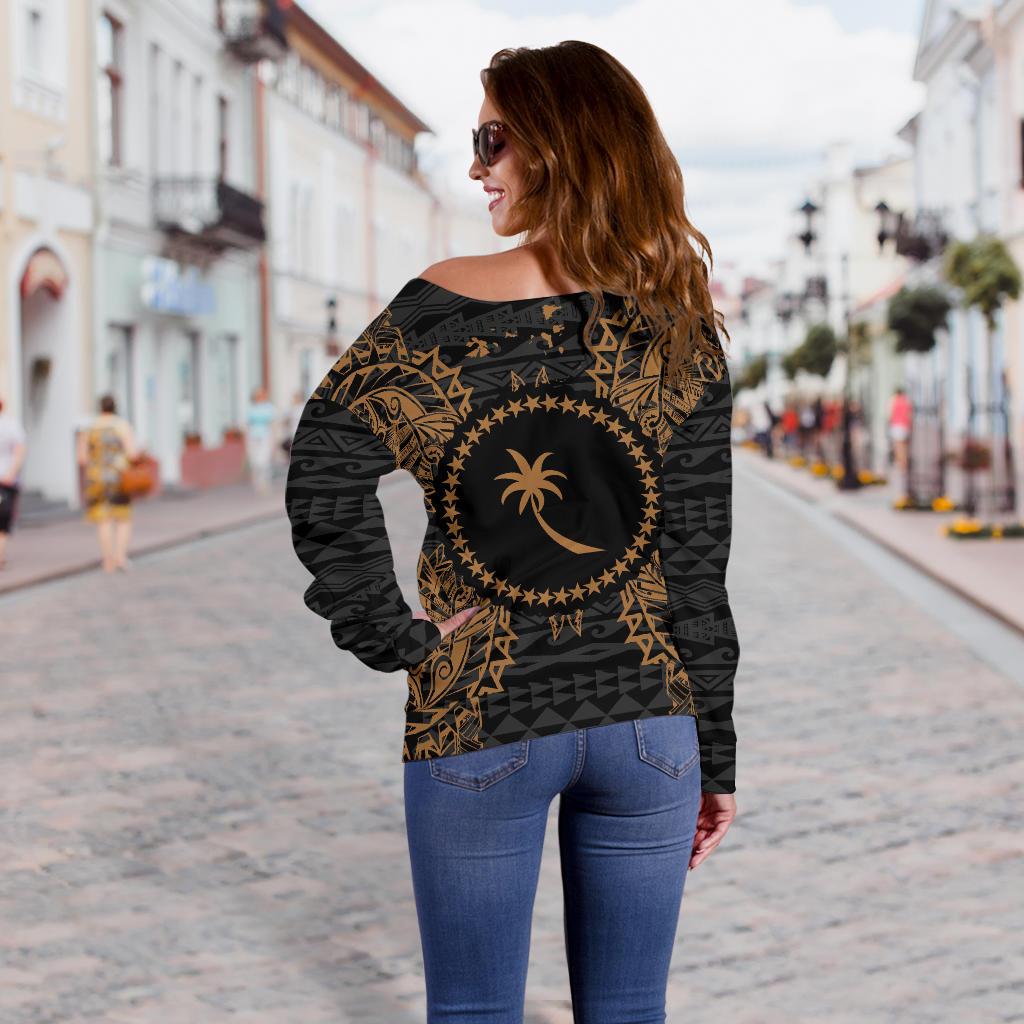 Chuuk Polynesian Shoulder Sweater Map Gold - Polynesian Pride