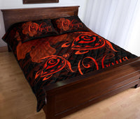 Hawaii Turtle Ohana Hibiscus Poly Quilt Bed Set Red - Polynesian Pride