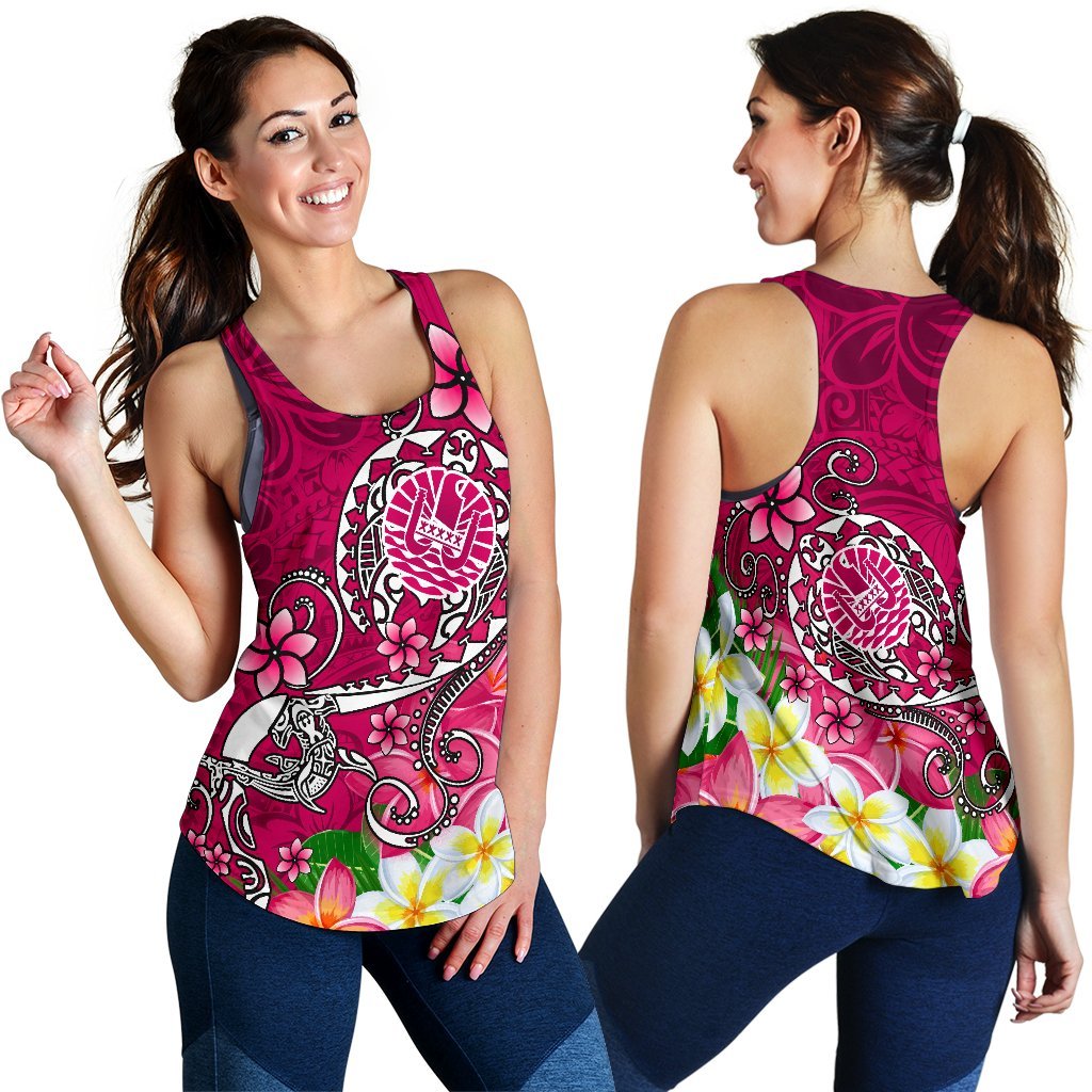 Tahiti Women's Racerback Tank - Turtle Plumeria (Pink) Pink - Polynesian Pride