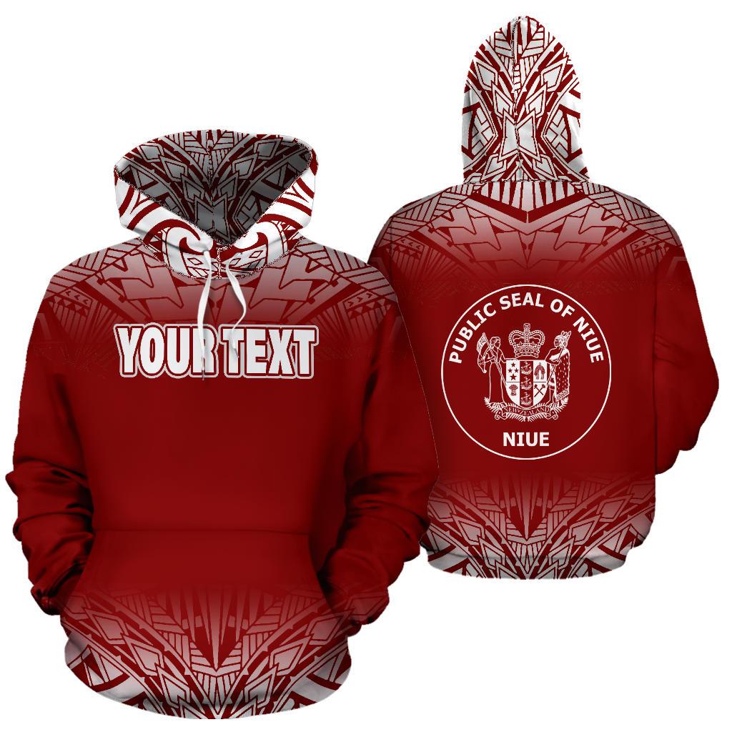 Niue Custom All Over Hoodie Fog Red Unisex Red - Polynesian Pride