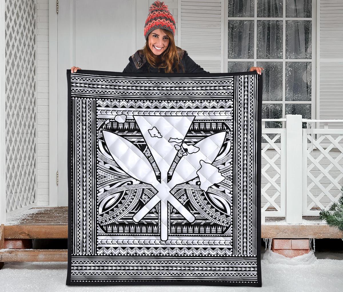 Hawaii Polynesian Kanaka Maoli Premium Quilt White - Polynesian Pride