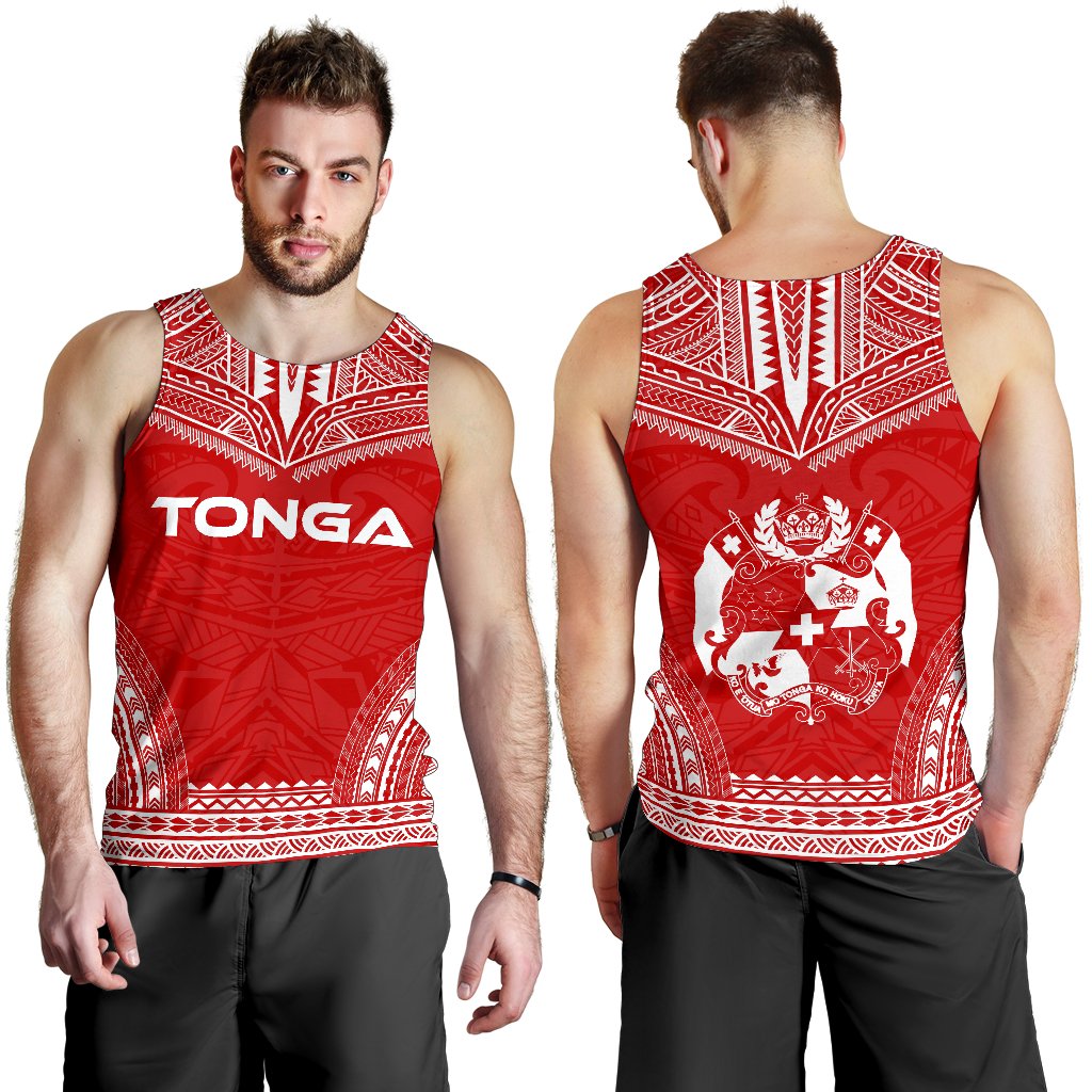 Tonga Men's Tank Top - Polynesian Chief Flag Version - Polynesian Pride
