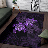 hawaii Rug - Turtle Strong Pattern Hibiscus Plumeria Violet AH - Polynesian Pride