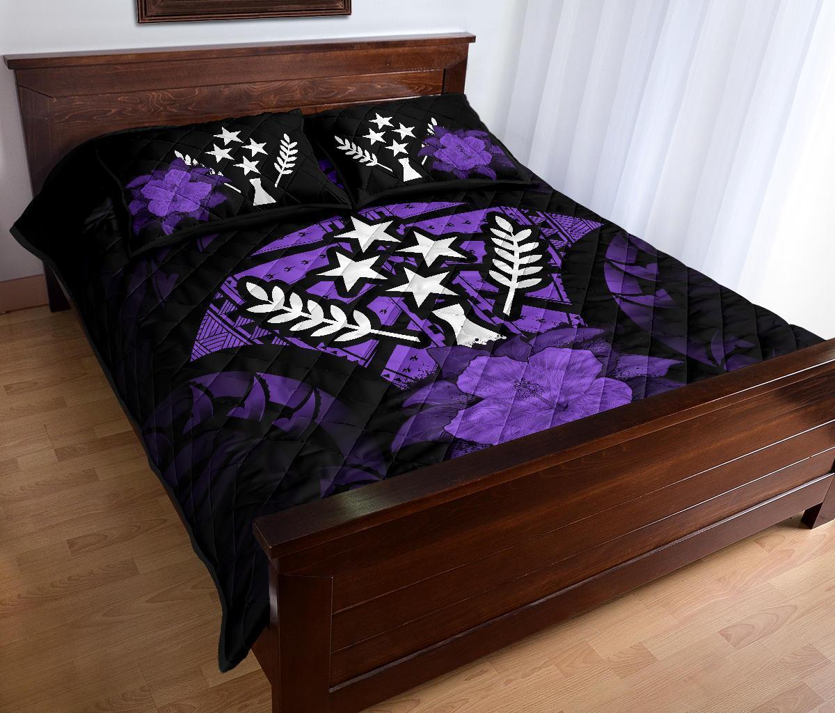 Kosrae Polynesian Quilt Bed Set Hibiscus Purple - Polynesian Pride