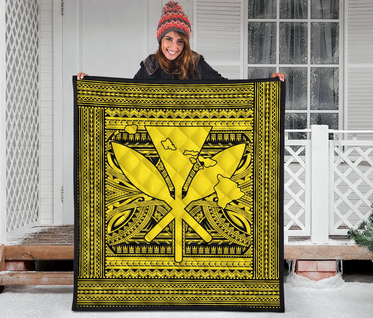 Hawaii Polynesian Kanaka Maoli Premium Quilt Yellow - Polynesian Pride