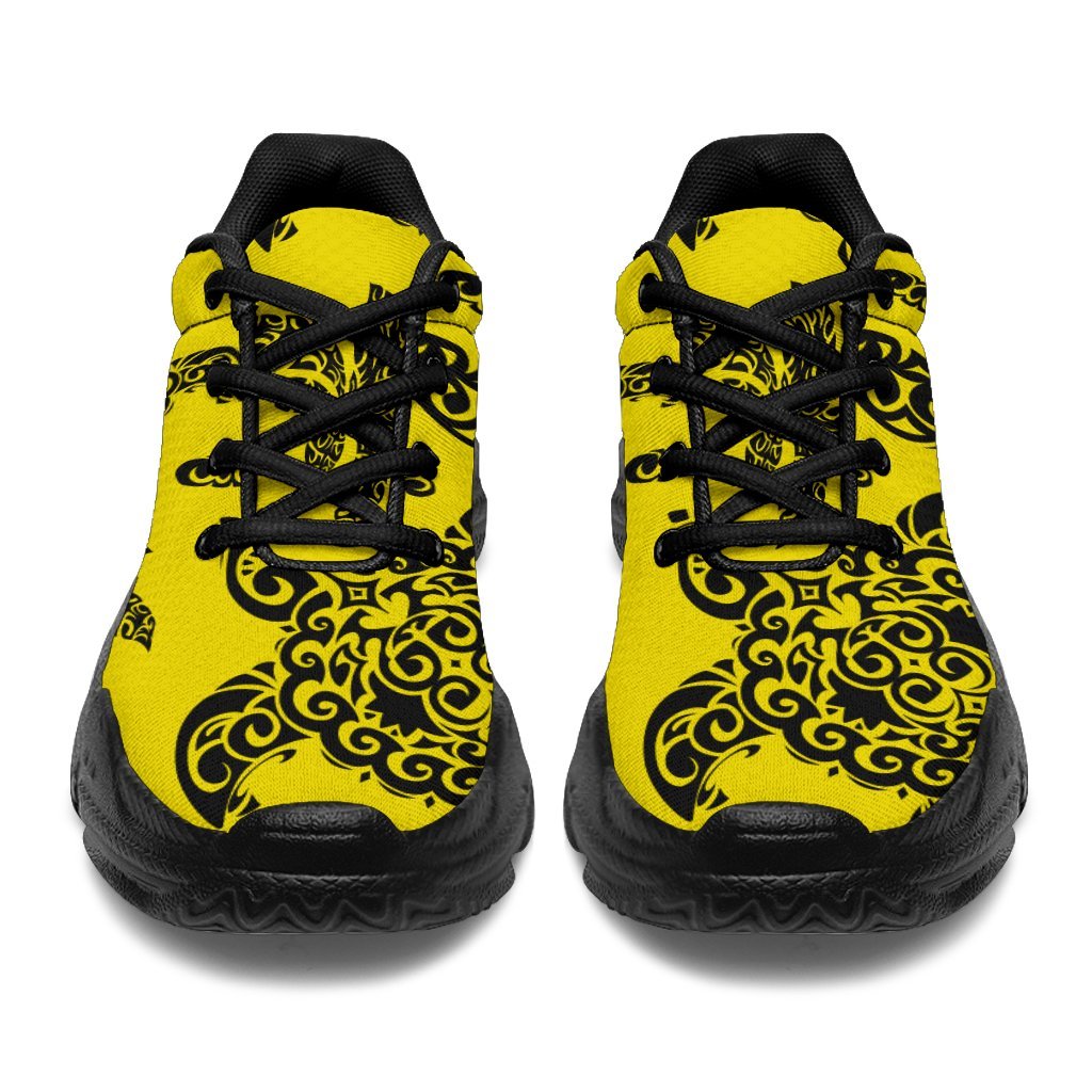 Polynesian Turtle Palm And Sea Pebbles Yellow Chunky Sneakers - Polynesian Pride