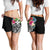 Wallis and Futuna Polynesian Women's Shorts - Summer Plumeria (Black) - Polynesian Pride