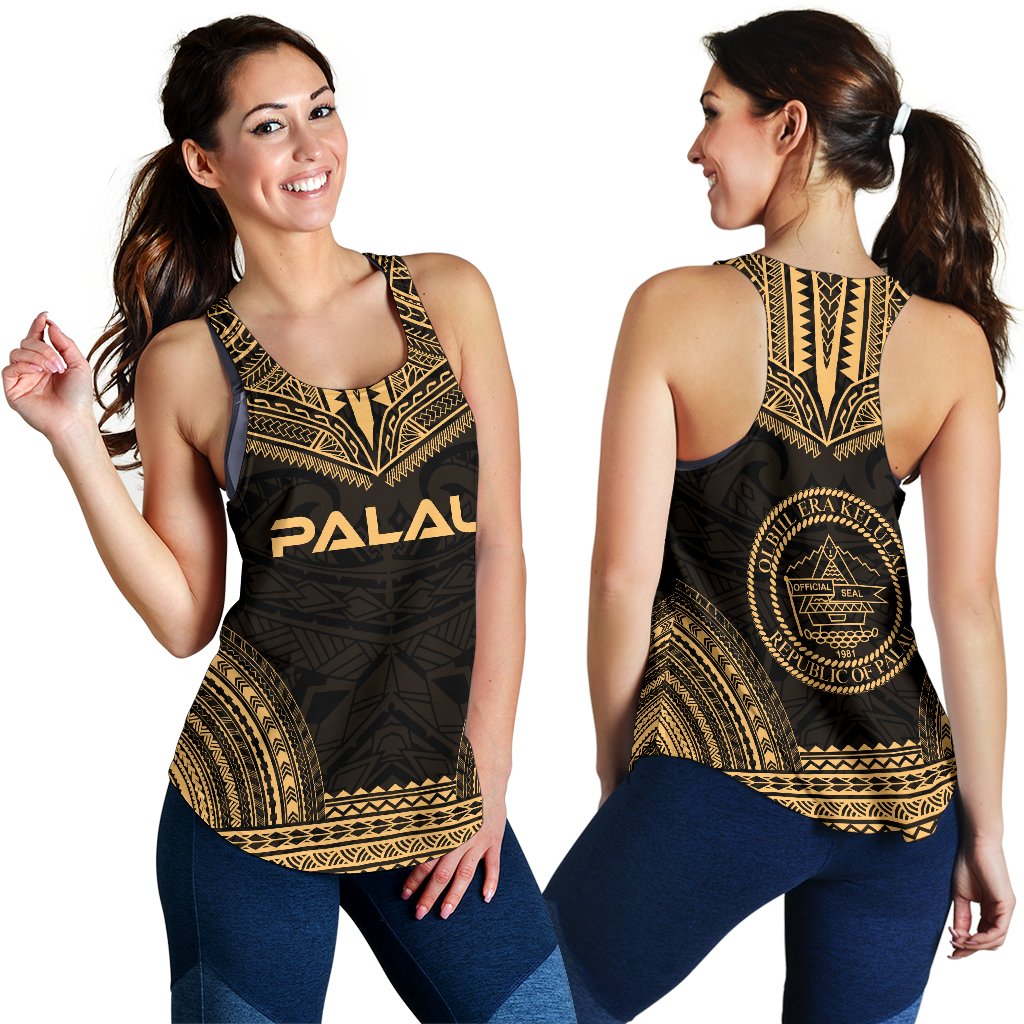 Palau Women's Racerback Tank - Polynesian Chief Gold Version - Polynesian Pride