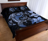 Hibiscus Plumeria Mix Polynesian Blue Turtle Quilt Bed Set - Polynesian Pride
