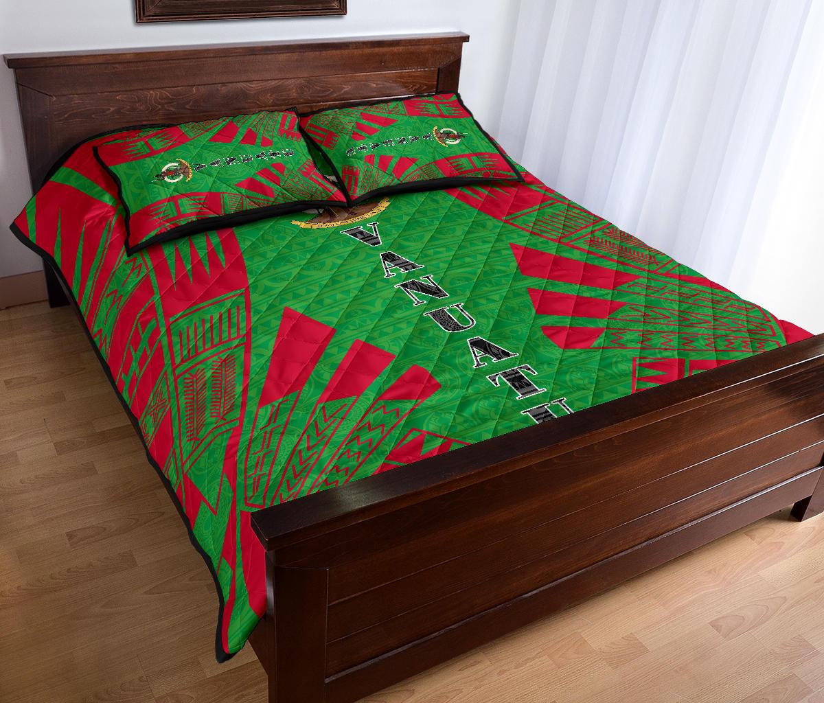 Vanuatu Quilt Bed Set - Vanuatu Coat Of Arms Red Tattoo Style - Polynesian Pride