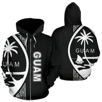 Guam Polynesian Zip up Hoodie White Line Unisex White - Polynesian Pride